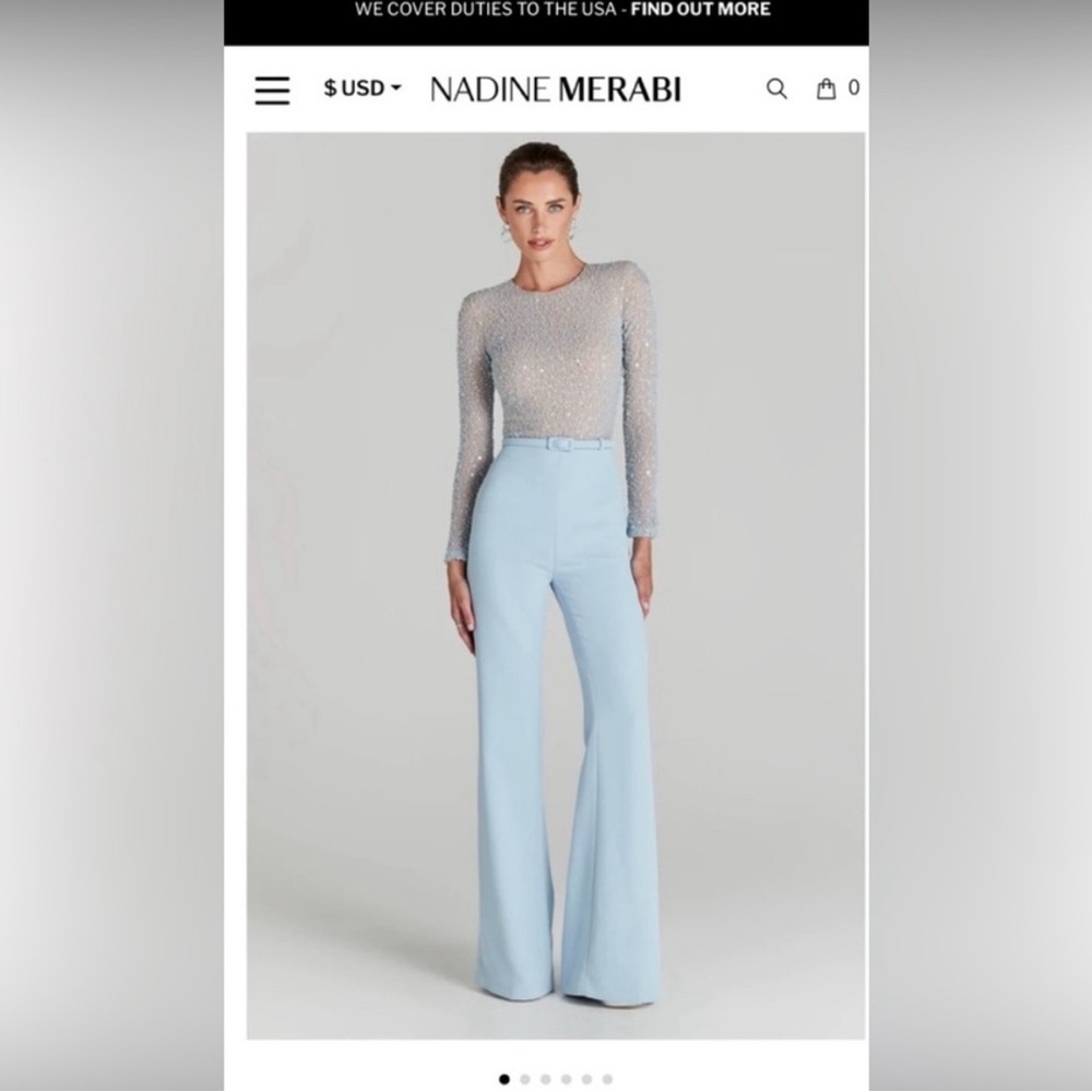 NADINE MERABI Light Blue Flare Pants